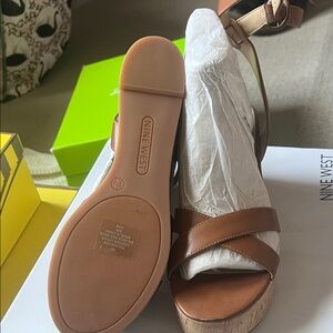 Nine West Tan Wedge Sandals
